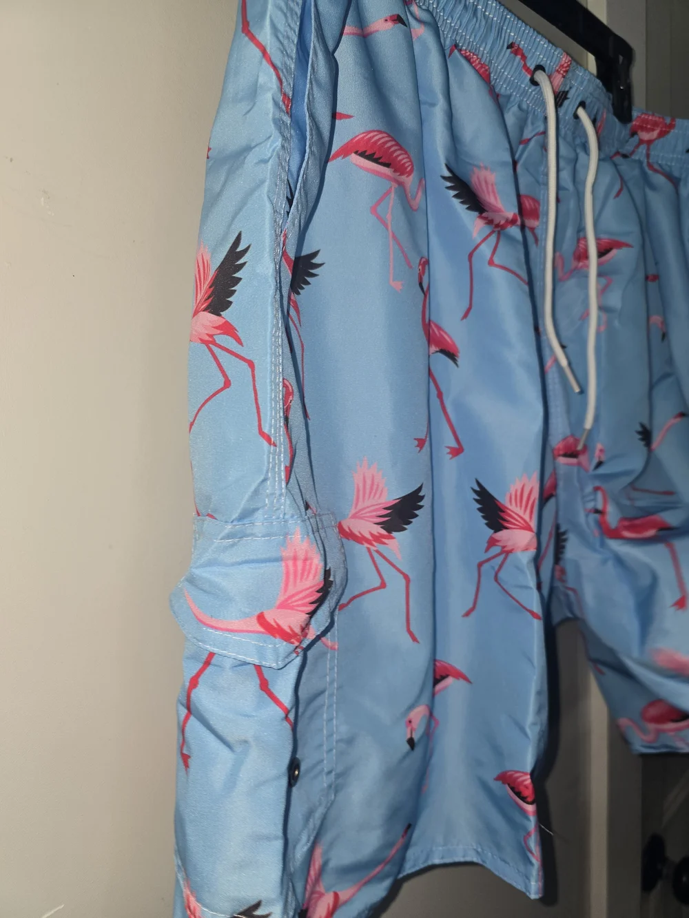 Men's Flamingo‎ Print Swim Trunks - Blue